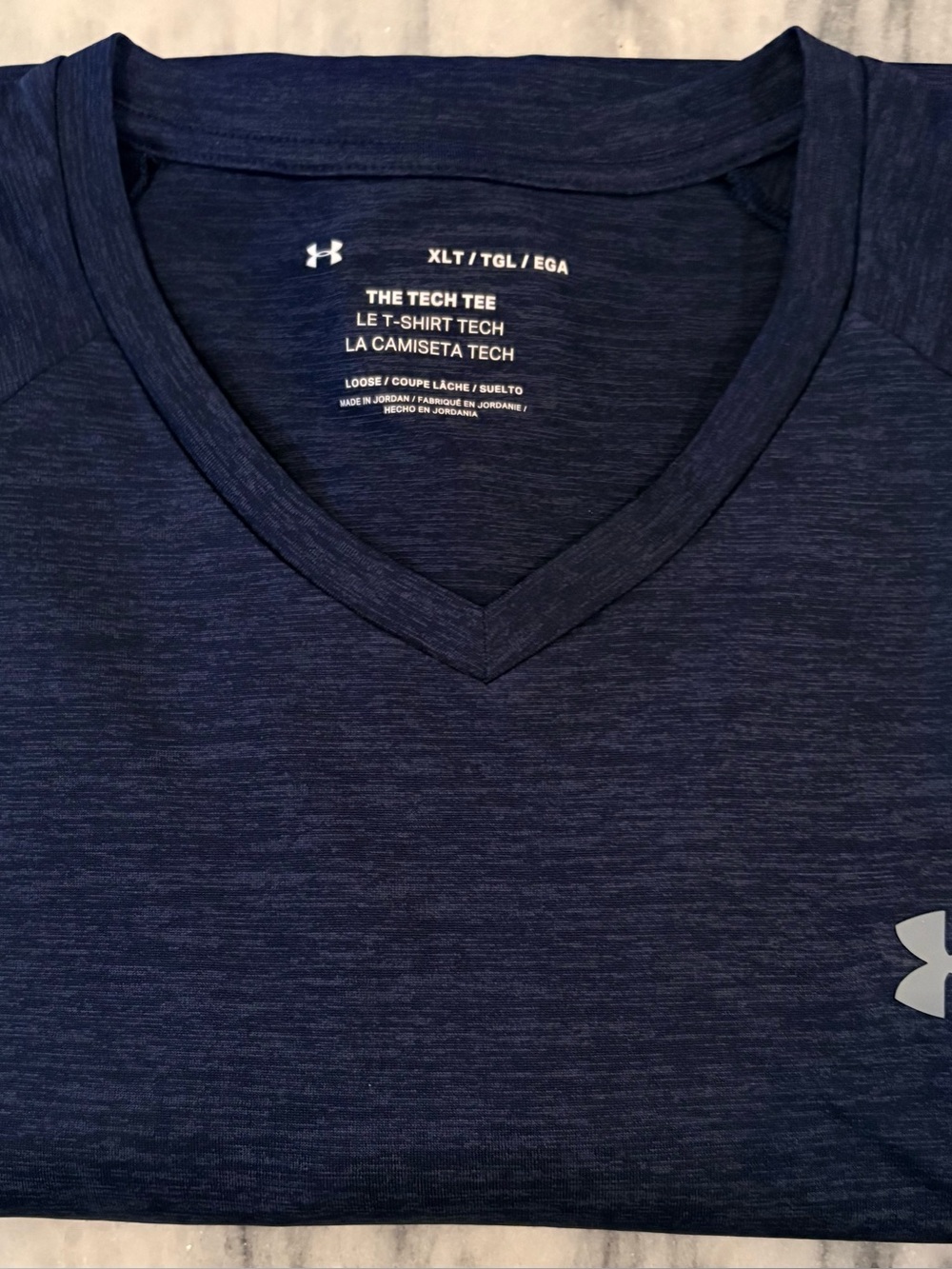 Under Armour Navy The Tech Tee V-Neck Short Sleeve Tee. XLT/TGL